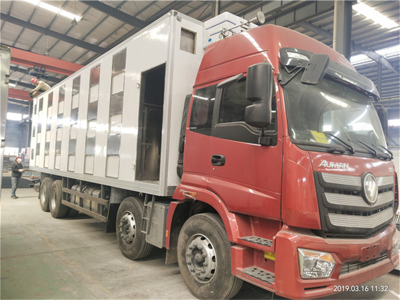 Futian Ouman front-four-rear-eight livestock transport vehicle in Deutsch